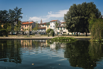 Fototapeta na wymiar Beautiful summer park with lake ay Pistoia Tuscany Italia