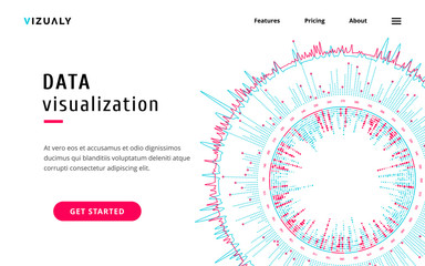 Modern landing page heading template for data visualization website. Vivid colors on white background.