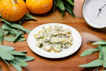 Dumplings, ravioli for lunch on the table