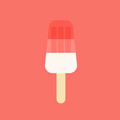 Ice cream in bright cartoon style. Icecream vector in Living Coral color of year