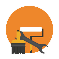 Construction tools round icon