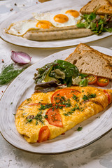 omelette breakfast on plate