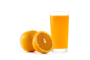 orange cut and jouice isolated in white background