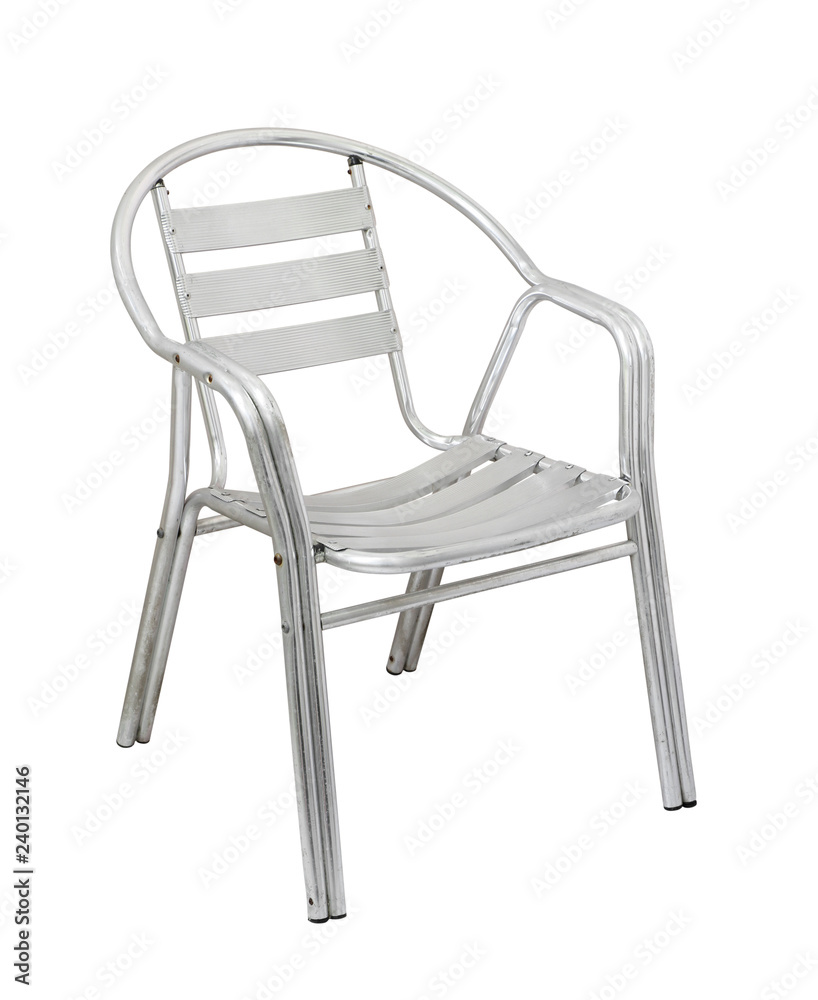 Wall mural aluminum chair (with clipping path) isolated on white background