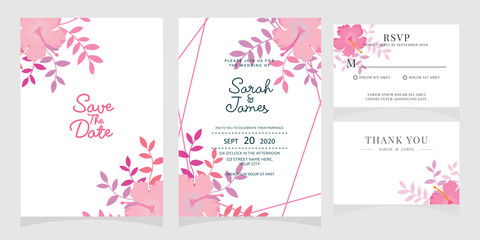 wedding invitation card template with copper color flower floral background. wedding invitation. Save the date. Vector illustration.