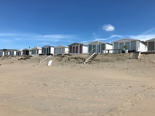 beach with beach houses in zandvoort, netherlands