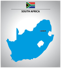 simple vector outline map of South Africa with flag