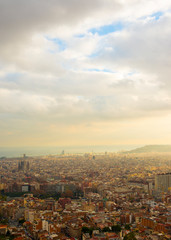 Fototapeta na wymiar panorama of Barcelona at sunset