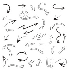 Arrows set. Compilation of black and outline icons