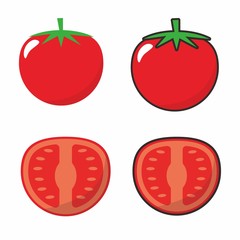 Set of tomato vector isolated on white 