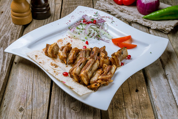 Kebab from lamb ribs