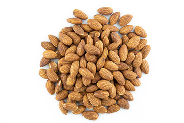 Almonds isolated on white background