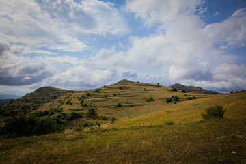 landscape with mountains and clouds