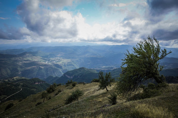 landscape with mountains and blue sky