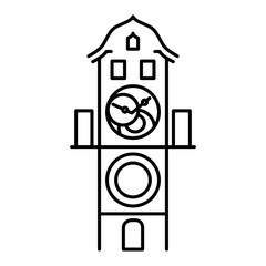 Prague astronomical clock isolated icon simple black outline