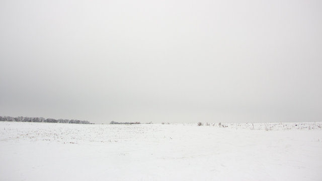 Winter landscape with snow covered countryside.Snow-covered rural fields