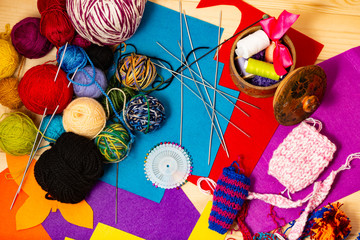 Items for knitting and creativity. Flight of fancy. A way to puss out an extraordinary thing.