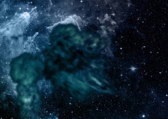 Star field in space and a nebulae. 3D rendering