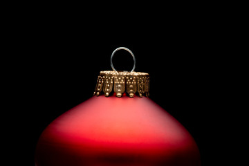 Red Christmas Ornament on Black Background