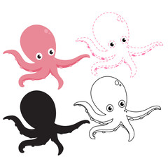 squid worksheet vector design