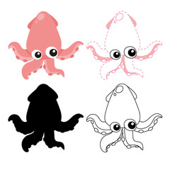 squid worksheet vector design