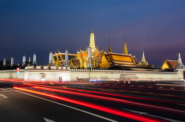 Grand palace or Wat phra keaw at bangkok Thailand , Grand palace and Wat Phra Keaw at sunset Bangkok, Thailand. Beautiful Landmark of Thailand.