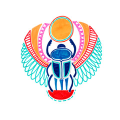 sketch marker drawing of egyptian deity scarab beetle