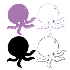 octopus worksheet vector design