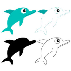 dolphin worksheet vector design