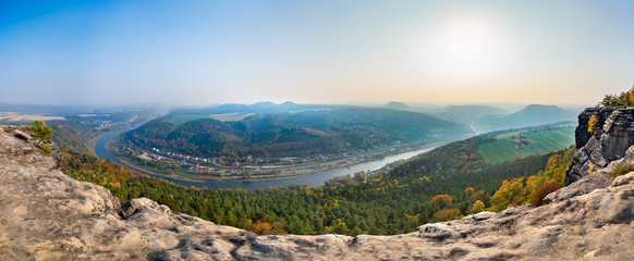 View of the Saxon Switzerland National Park, Germany, (German: Nationalpark Sächsische Schweiz)...