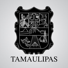 Silhouette of Tamaulipas Coat of Arms. Mexican State. Vector illustration