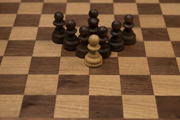 Chess game wooden figures concept Board games
