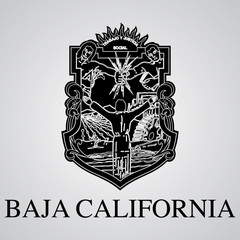 Silhouette of Baja California Coat of Arms. Mexican State. Vector illustration