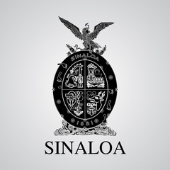 Silhouette of Sinaloa Coat of Arms. Mexican State. Vector illustration