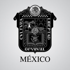 Silhouette of Mexico Coat of Arms. Mexican State. Vector illustration