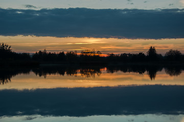Dark cloud reflecting in the lake