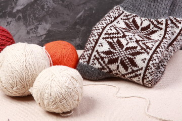 knitting yarn and ready socks