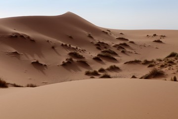 The beauty of the Saharan dunes around Merzouga, Morocco