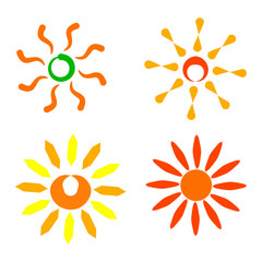 Set of images of the sun. Vector