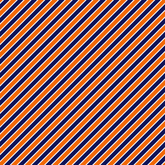 Orange and Navy Stripes Seamless Pattern - Orange, white, and navy blue diagonal stripes design