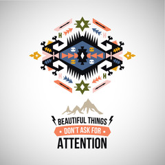Vector colorful decorative element on native ethnic style