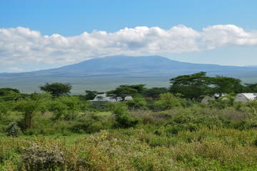 Fototapeta na wymiar Mount Longonot seen from Suswa Conservancy, Rift Valley, Kenya