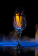 fire in wine glass