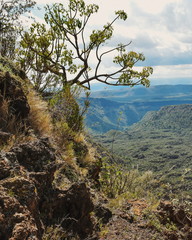Hiking along the volcanic crater on Mount Suswa, Rift Valley
