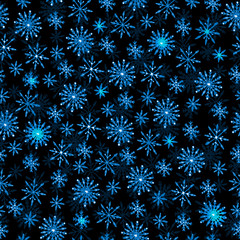 Winter holiday snowflake seamless pattern on the dark background