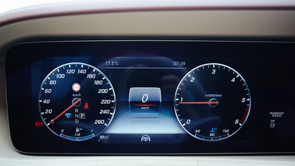 The luxury car dashboard. The Modern technology