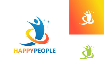 Happy People Logo Template Design Vector, Emblem, Design Concept, Creative Symbol, Icon