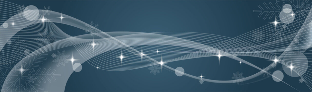 Dark blue vector background of lines and snowflakes. A cap for the site with a place for text. ESP10.