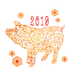 The picture of a gold lace pig is a symbol of 2019.