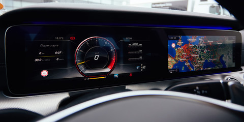 The luxury car dashboard. The Modern technology